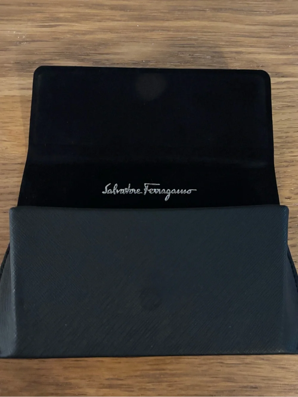 Salvatore Ferragamo hard-shell sunglasses case textured exterior embossed logo